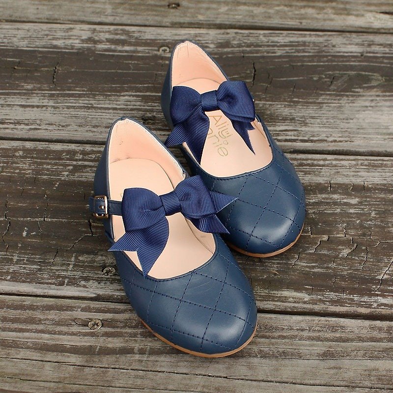 Little Fragrant Rhombus Doll Shoes-Fashion Blue - รองเท้าเด็ก - หนังแท้ สีน้ำเงิน