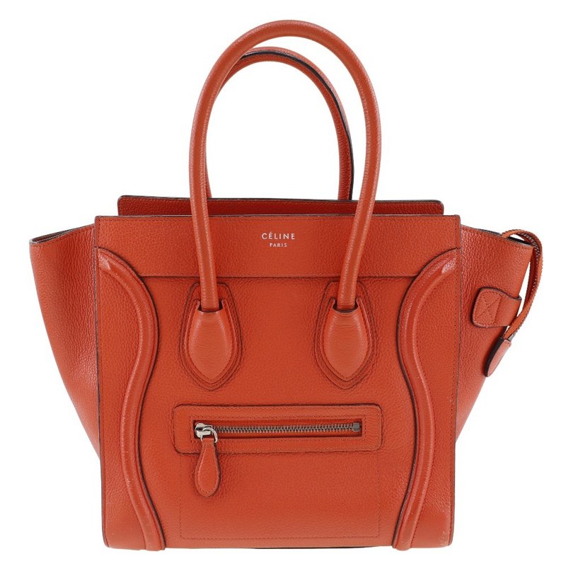 【日本直送】セリーヌ CELINE ラゲージマイクロ ハンドバッグ カーフ 赤 レディース【中古】 - 手提包/手提袋 - 真皮 紅色