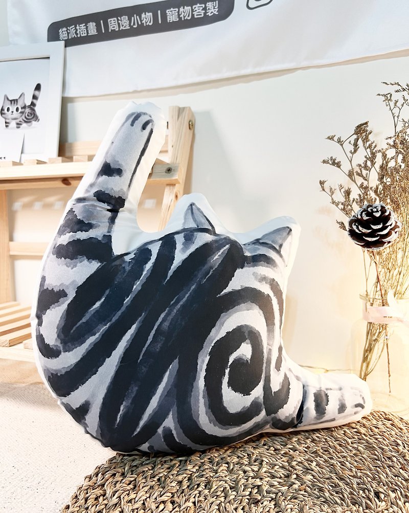 貓根本外星生物 35cm 造型抱枕 - 枕頭/咕𠱸 - 棉．麻 白色
