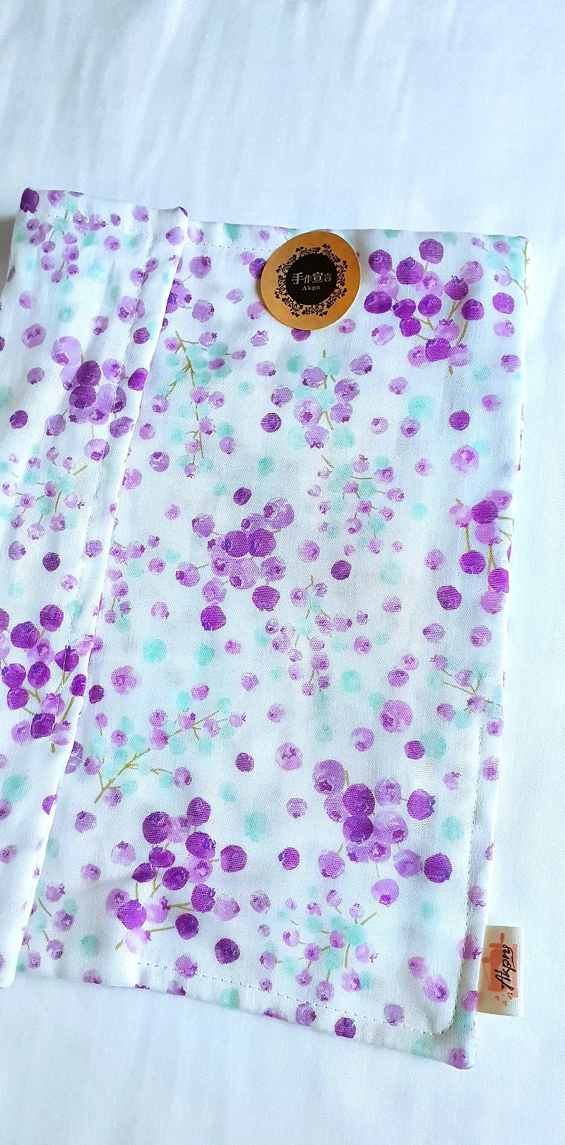 四層紗手帕。和風菓子。紫。 28×28CM - 手帕 - 棉．麻 白色