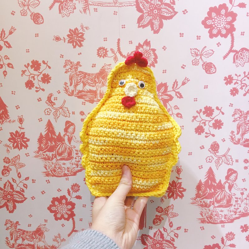 鉤織系列 一只编织鸡玩偶 - 裝飾/擺設  - 棉．麻 黃色