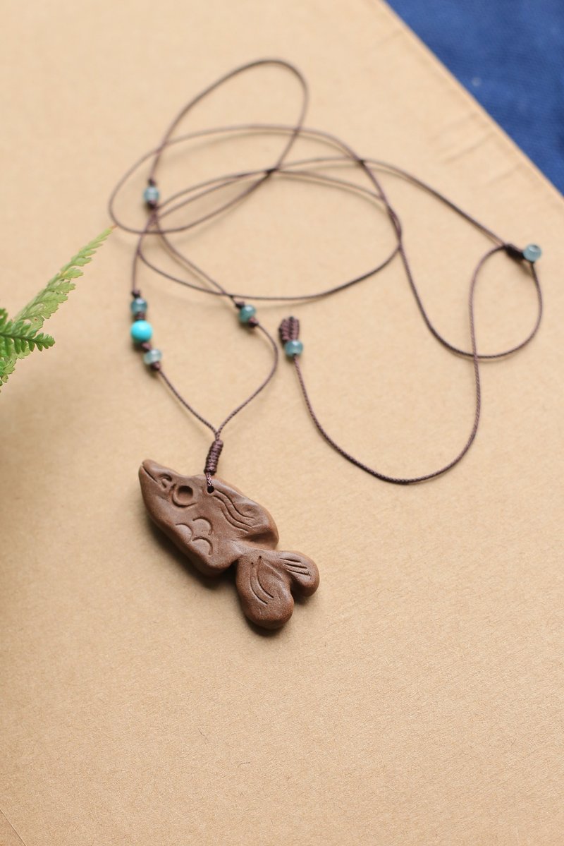 Yiran Finger-kneaded Incense Series | Fish | Turquoise + Ice Jade Abacus Beads | One Item One Picture - Necklaces - Plants & Flowers 