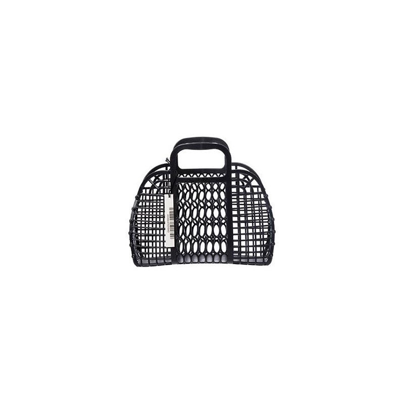 PLASTIC MARKET BAG Small Black Simple Interwoven Shopping Basket - Small / Black - กระเป๋าถือ - พลาสติก สีดำ