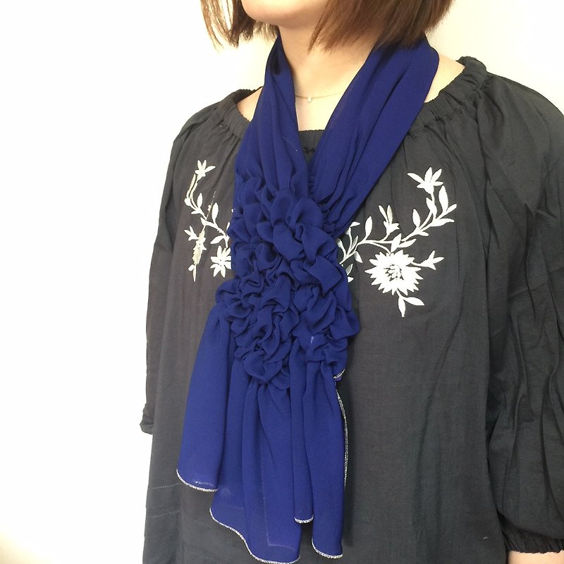 Ballett Air-lady Ballett Air-lady One-touch shirred scarf Can be washed at home - Scarves - Other Materials Blue