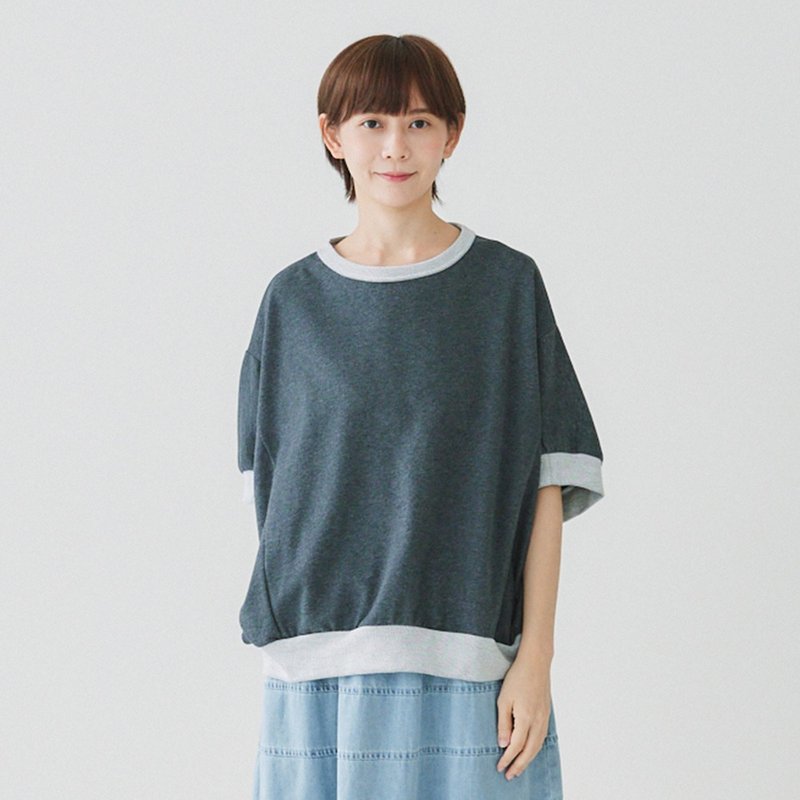 【Simply Yours】針織拼接棉T 灰F - 女襯衫 - 棉．麻 灰色