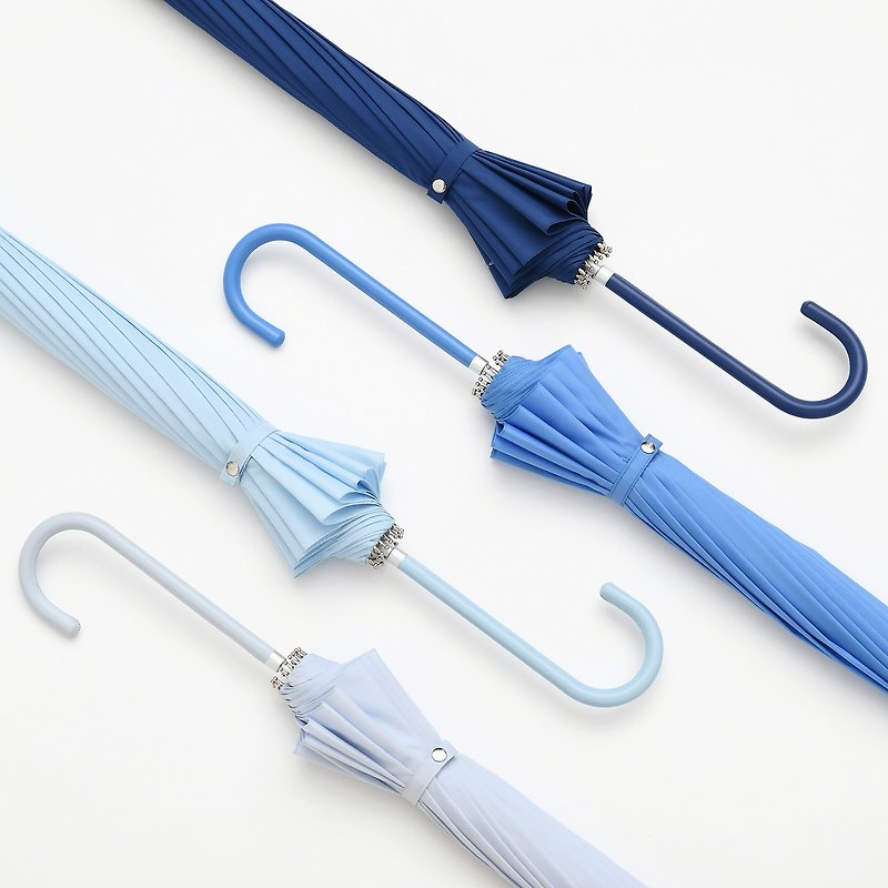 【Sky Blue漸層 / 手開直傘】 抗風 雨傘 長傘 - 雨傘/雨衣 - 防水材質 藍色