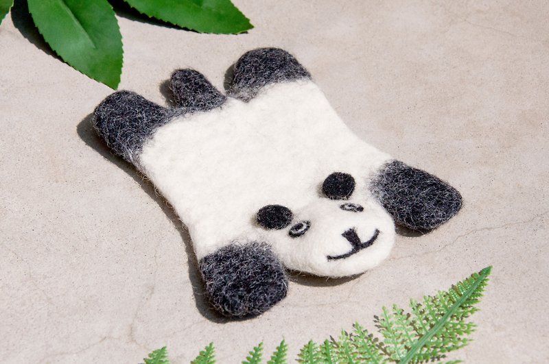 Christmas gift ethnic forest wool felt coaster animal animal coaster-panda absorbent coaster - Coasters - Wool White