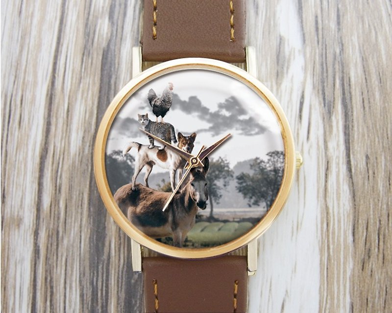 Animal Jenga-Ladies' Watches/Men's Watches/Unisex Watches/Accessories【Special U Design】 - Women's Watches - Other Metals Brown