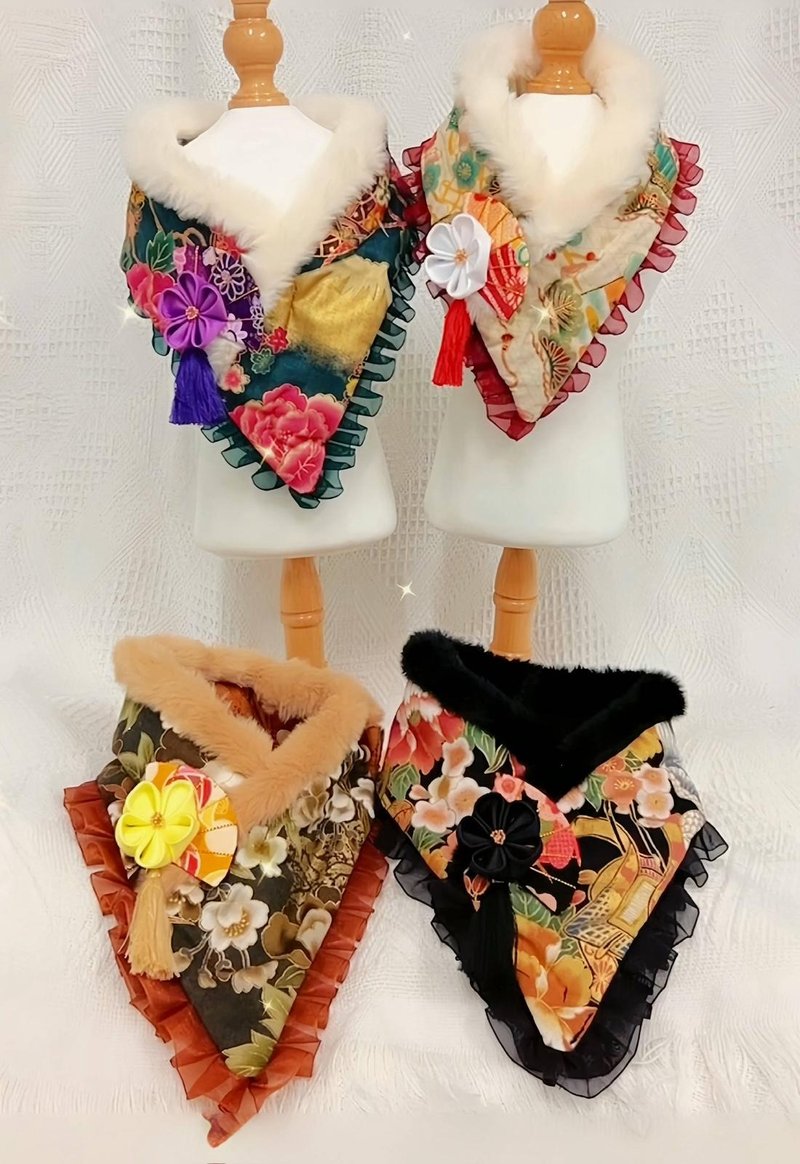 Japanese fabric limited-Japanese style reversible pet scarf - Clothing & Accessories - Cotton & Hemp Multicolor