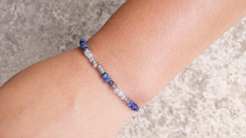 Indigo Blue Water Blue Labradorite Blue Crystal Silver - Bracelets - Gemstone Blue