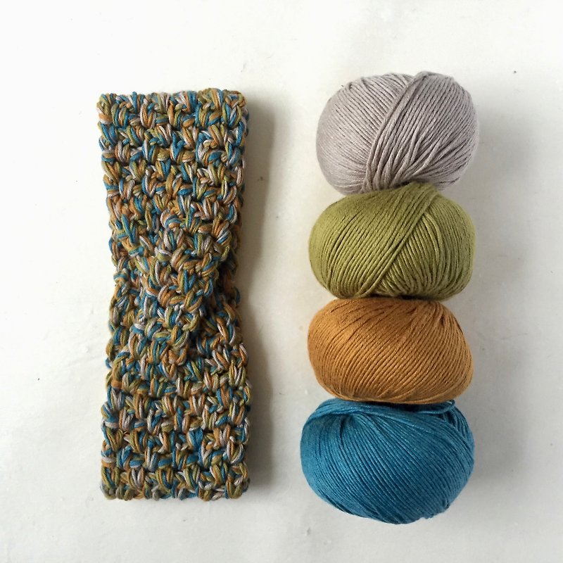100% organic cotton crochet crisscross headband  |  earth tone combination - เครื่องประดับผม - ผ้าฝ้าย/ผ้าลินิน สีกากี