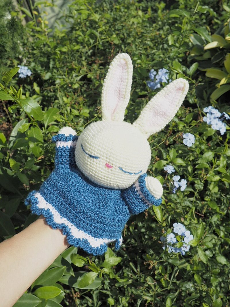 Cute rabbit doll hand puppet - ของเล่นเด็ก - ผ้าฝ้าย/ผ้าลินิน สีน้ำเงิน