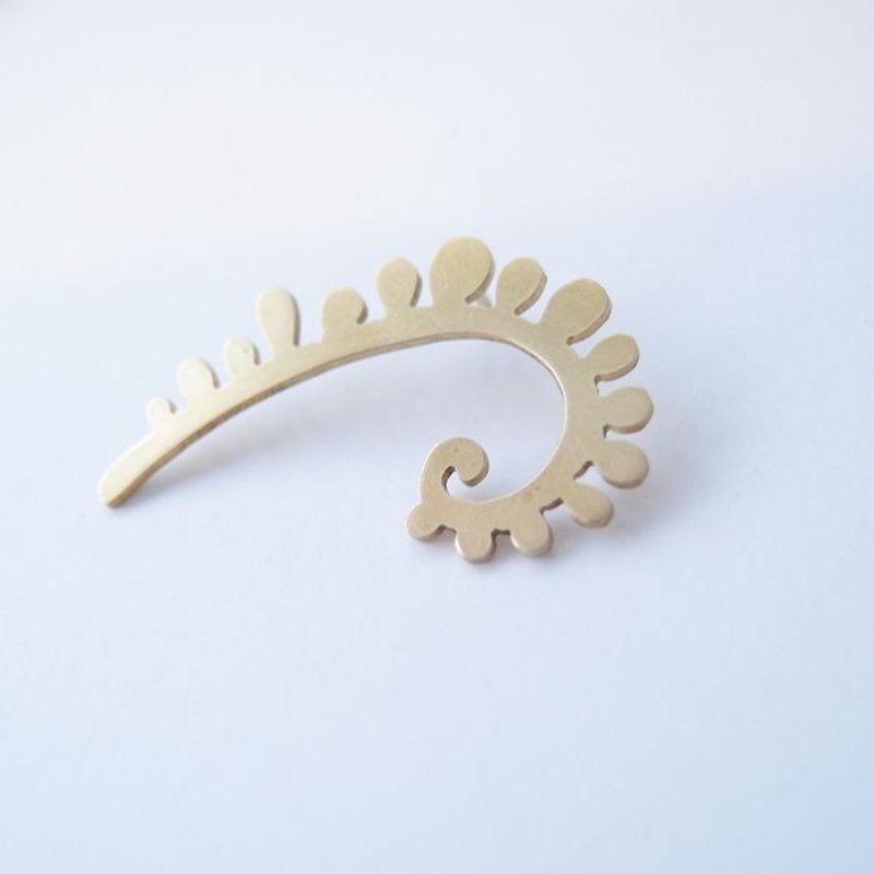 Ferns 2 Bronze brooch - Brooches - Other Metals Gold