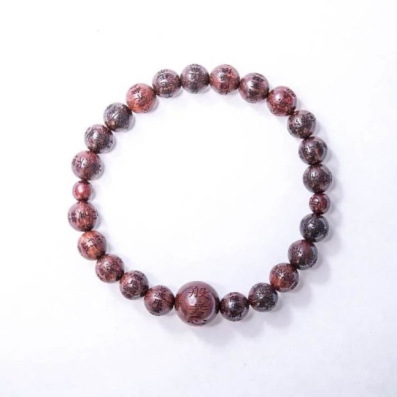 Prajna. Heart Sutra (8MM Red Sandalwood Version) Taiwan Original Design Handmade Bracelet Bracelet Beaded Jewelry Accessories - Bracelets - Wood Brown