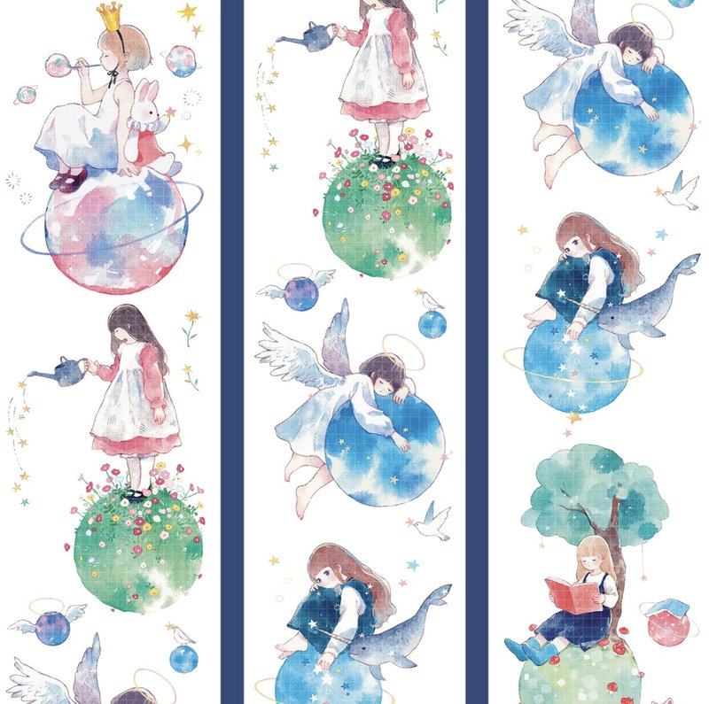 My Little Planet - Little Angel of the Planet Watercolor PET Washi Tape Made in Taiwan - มาสกิ้งเทป - วัสดุอื่นๆ หลากหลายสี