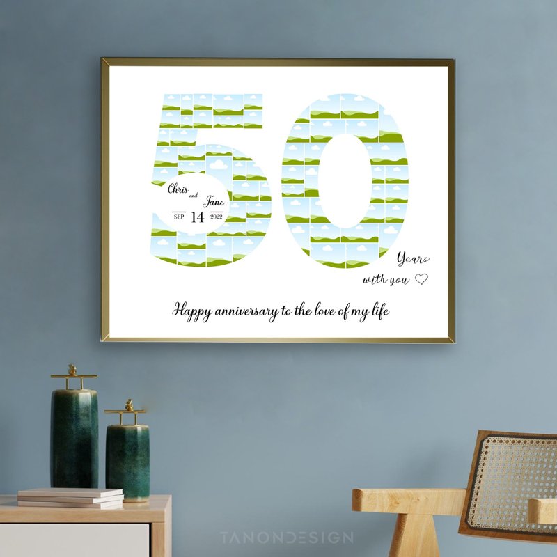 Number Photo collage Editable Canva Template, Anniversary Gift, Birthday Gift - 圖文模板設計 - 其他材質 