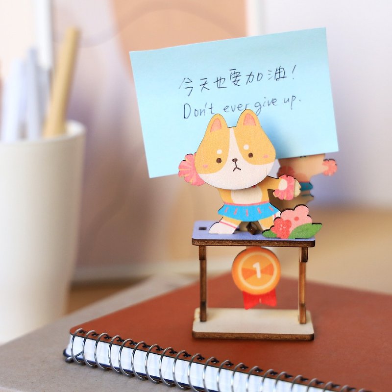 【Swinging MEMO Clip】Cats and Dogs Refueling Group - DIY / Note Paper Clip/Message Clip - Other - Wood Multicolor