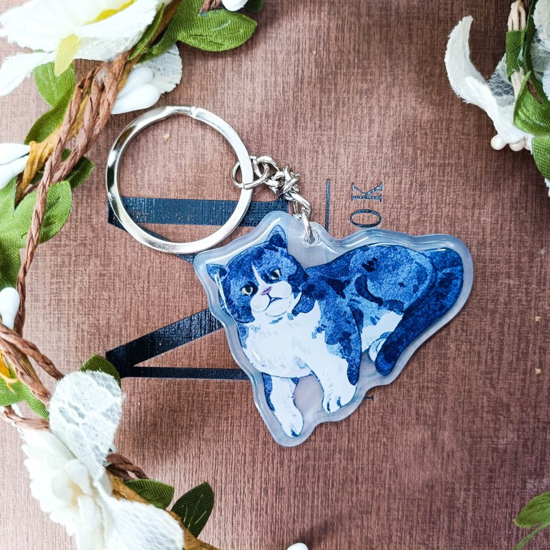 KR429高冷賓士C Cold Benz Cat C 無愛想なハチワレ猫C/晶透吊飾 - 鑰匙圈/鑰匙包 - 塑膠 多色