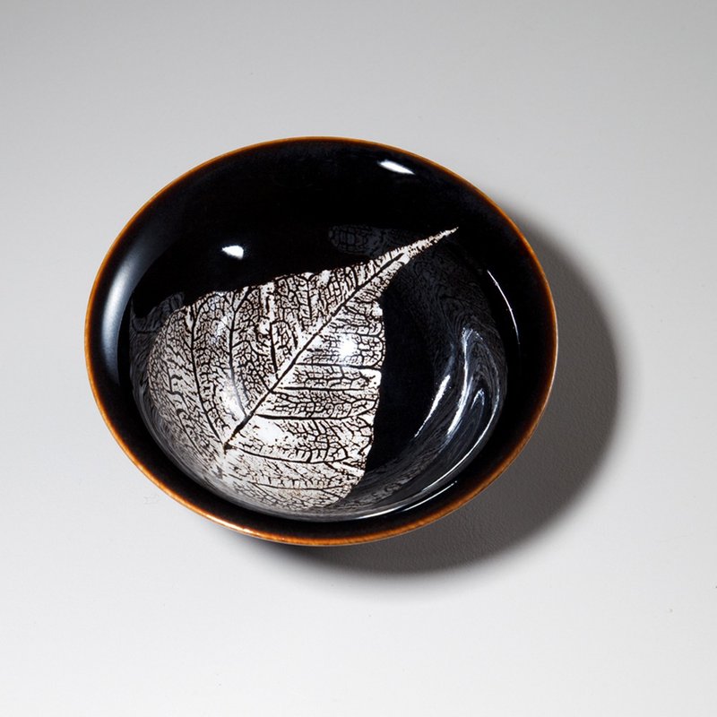 Dream Leaf Konoha Tenmoku bamboo hat tea cup 80cc Yinggeyaki certified - ถ้วย - เครื่องลายคราม สีนำ้ตาล