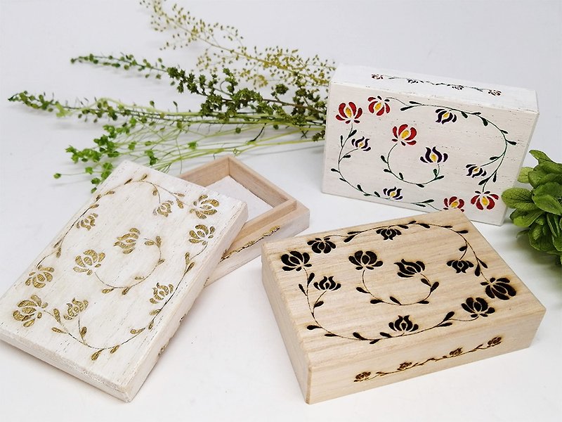 ハンガリー刺繍モチーフの桐箱(カラー選択)寄付商品 - 居家收納/收納盒/收納用品 - 木頭 