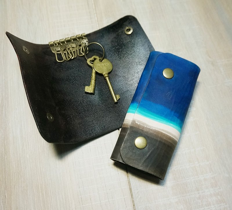 SIENNA leather key case - ที่ห้อยกุญแจ - หนังแท้ สีน้ำเงิน