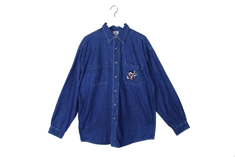 {::: Giraffe giraffe people :::} _ Disney embroidery vintage denim shirt - Women's Shirts - Cotton & Hemp Blue