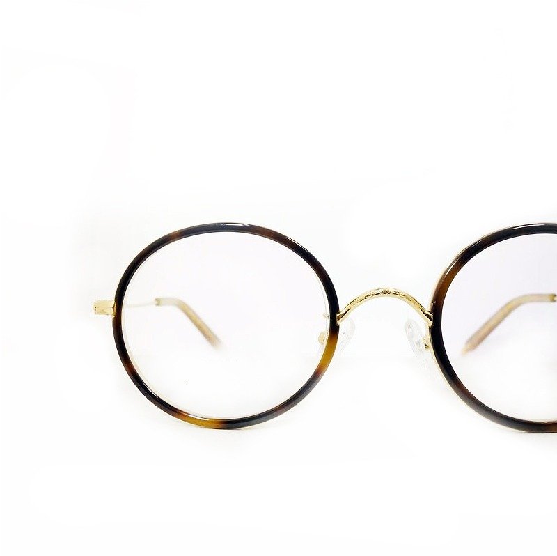 [Objective Programmes firm] Japanese retro small round frame metal temples glasses frame color 3 Italian sheets - กรอบแว่นตา - วัสดุอื่นๆ สีดำ