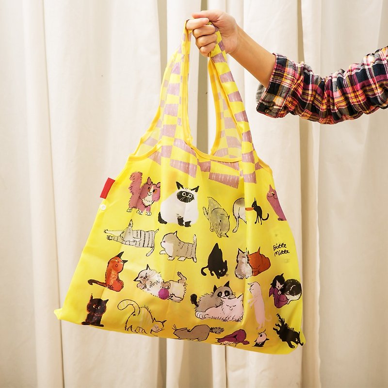 日本 Prairie Dog 設計包/環保袋/購物袋/手提袋 - 貓窩 - 側背包/斜背包 - 塑膠 黃色