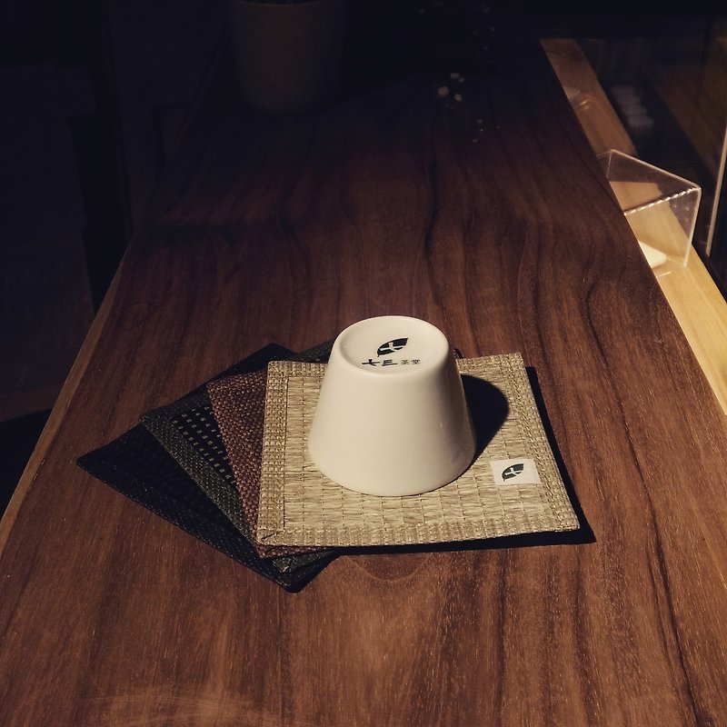 Washable Paper-Woven Coaster-White tea 4pcs - ที่รองแก้ว - กระดาษ ขาว