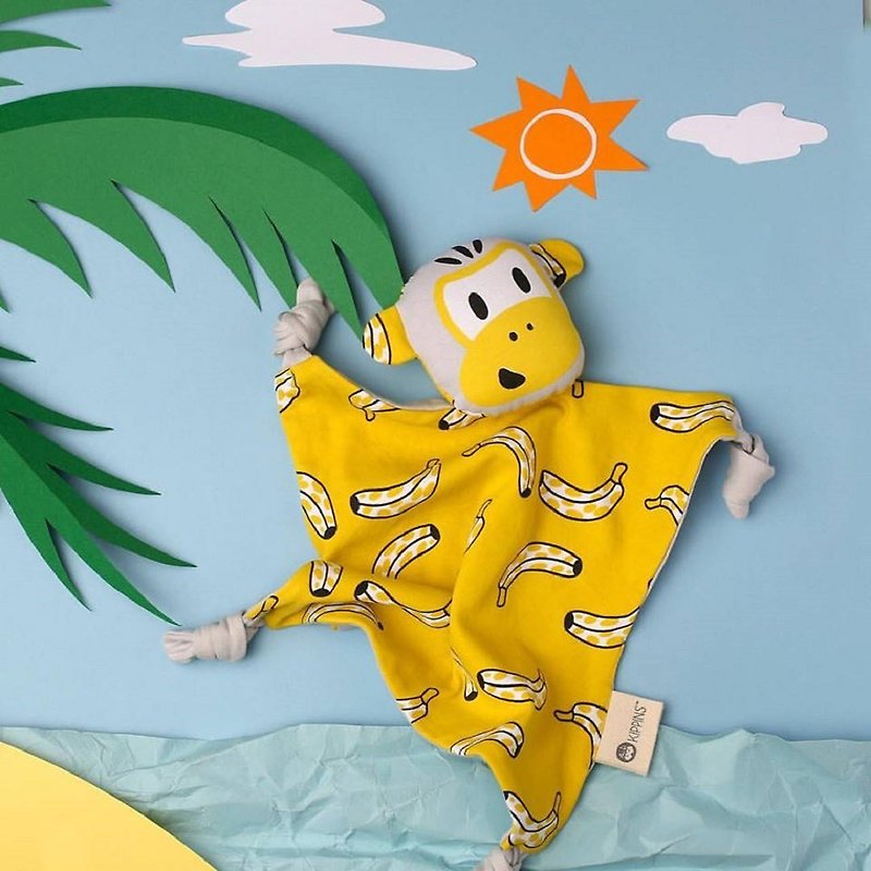 Organic cotton soothing towel – Slit Monkey (bright yellow) Splits - Bibs - Cotton & Hemp Yellow