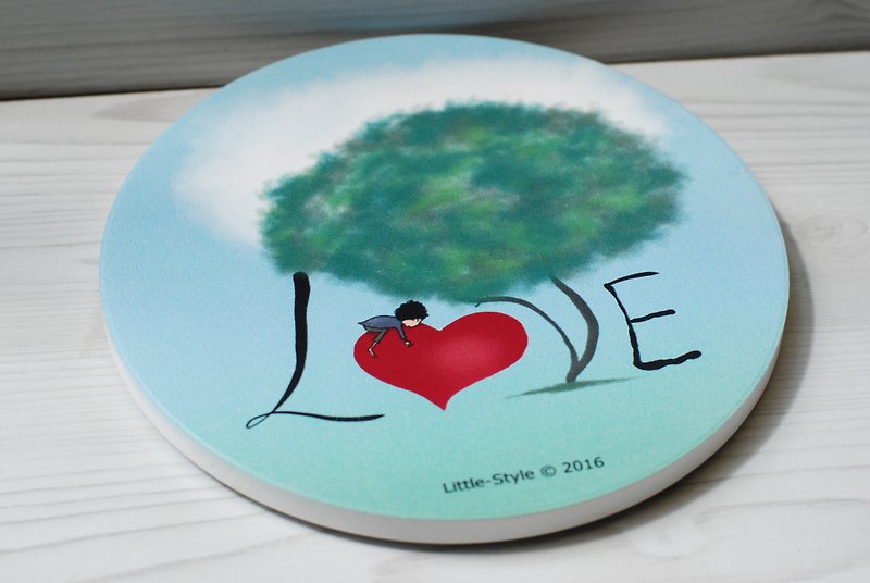 Absorbent coaster-LOVE - Coasters - Porcelain White