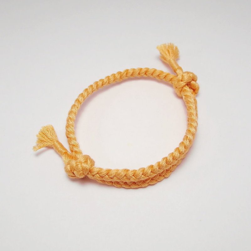[MUCHU Mu Orange] Make a wish. Wishing woven bracelet / hand rope (3827) - สร้อยข้อมือ - ผ้าฝ้าย/ผ้าลินิน สีส้ม