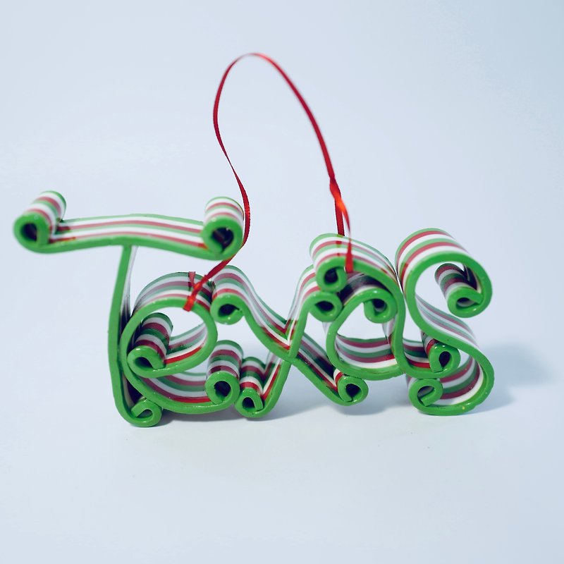 TEXAS text Christmas charm - พวงกุญแจ - ดินเผา สีเขียว