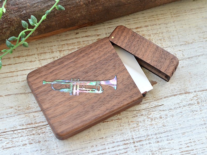 Wooden business card holder [trumpet] walnut - ที่เก็บนามบัตร - ไม้ สีนำ้ตาล