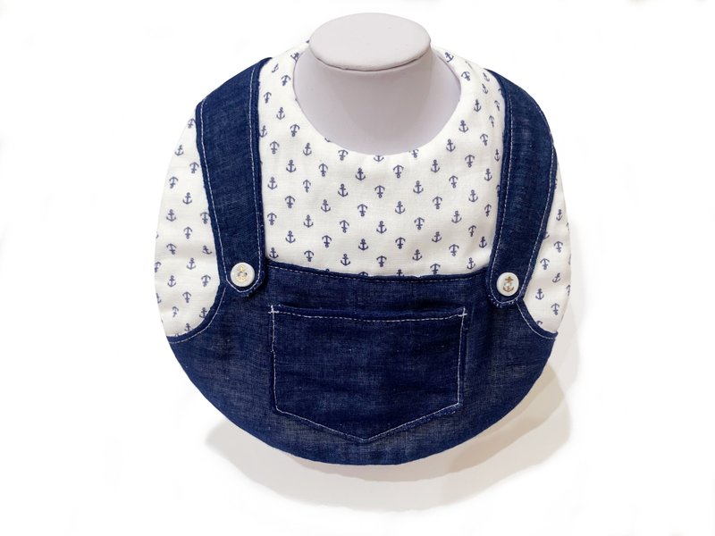 Cute casual style bib pocket-Sailor Cowboy - ผ้ากันเปื้อน - ผ้าฝ้าย/ผ้าลินิน สีน้ำเงิน