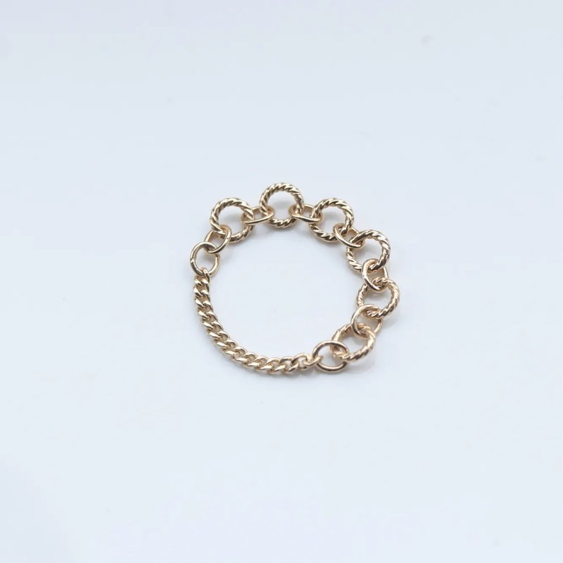 14K Round Chain Ring: Round chain ring does not fade when exposed to water or sweat, and does not need to be taken off after bathing - General Rings - Precious Metals Gold