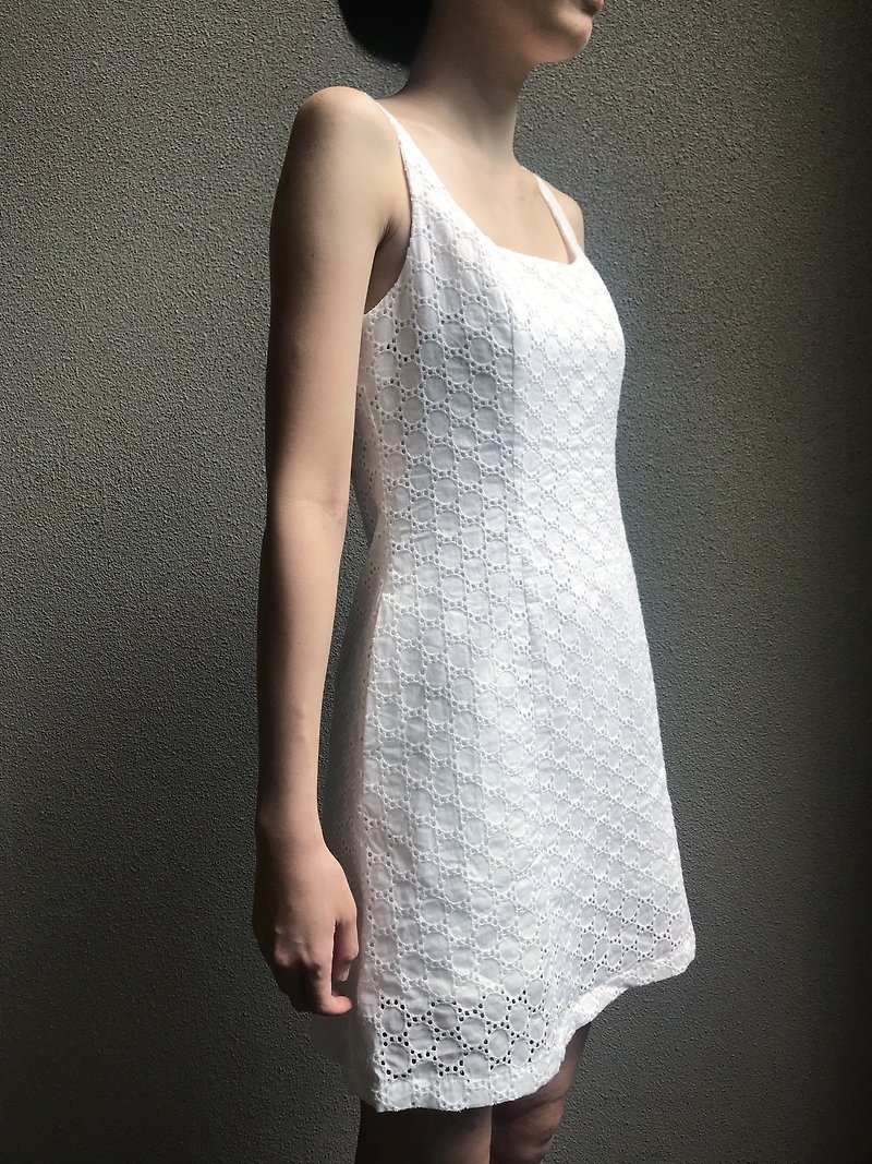 Siena Lace Dress - Pizza eyelet - 洋裝/連身裙 - 棉．麻 白色