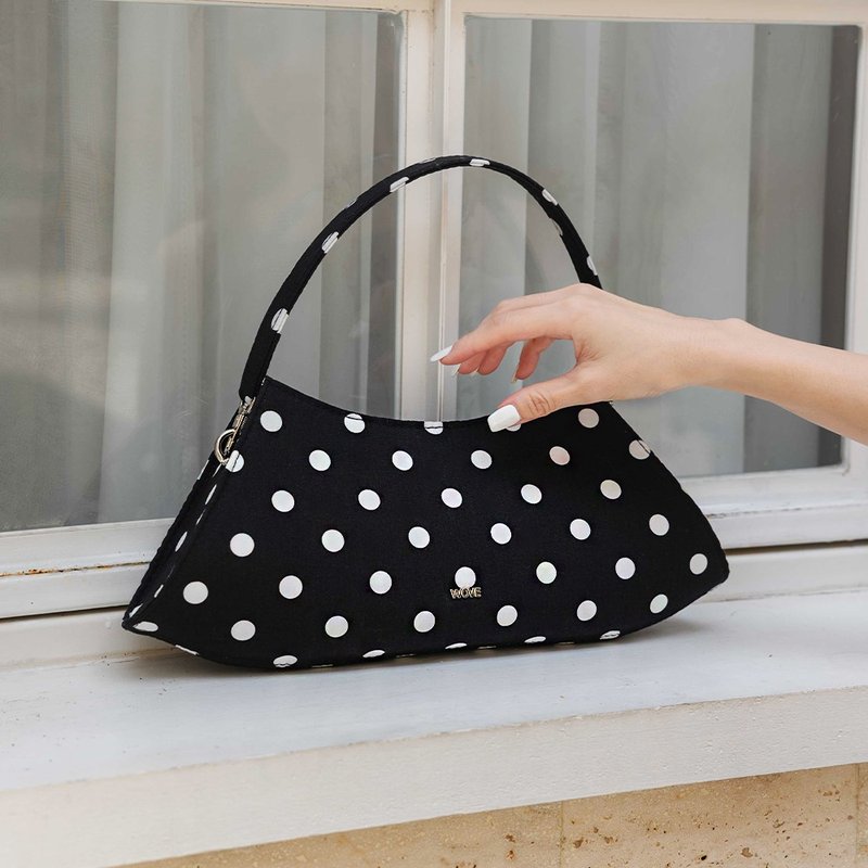 WOVE - Rocking polka dot shoulder bag - 手提包/手提袋 - 棉．麻 黑色