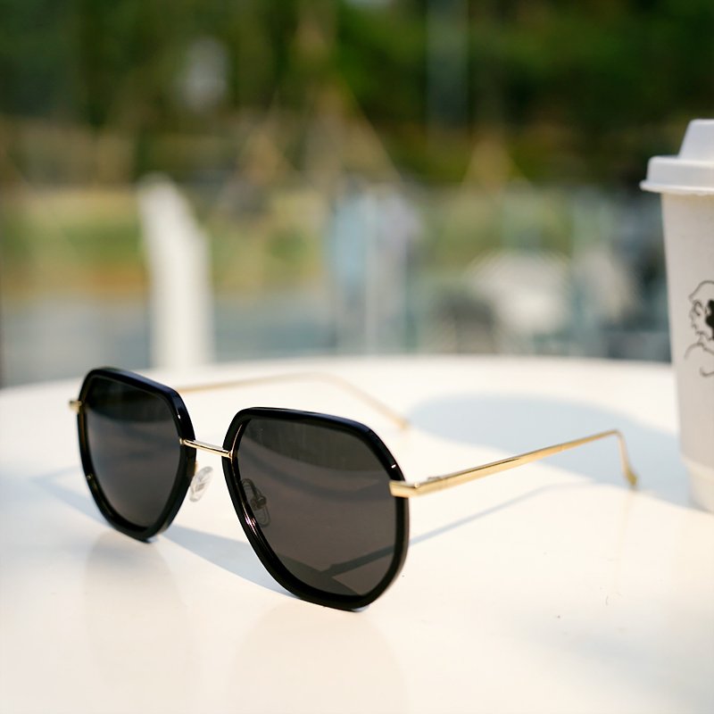 EJ-5010 acetate aviator frame polarized sunglasses - กรอบแว่นตา - วัสดุอื่นๆ สีดำ
