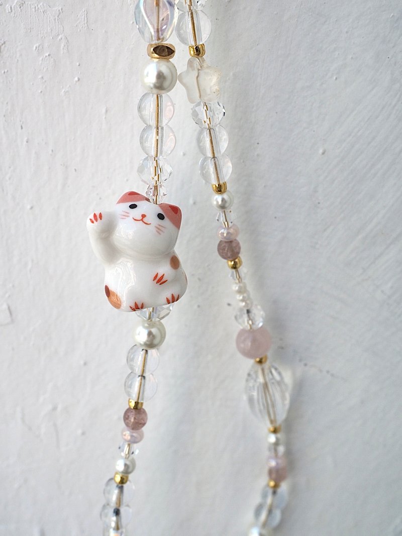 Rose Quartz Phone Wrist strap - Lanyards & Straps - Crystal Pink