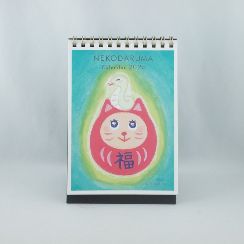 2025 Year of the Golden Snake Cat Bodhidharma Desk Calendar - ปฏิทิน - กระดาษ สีแดง