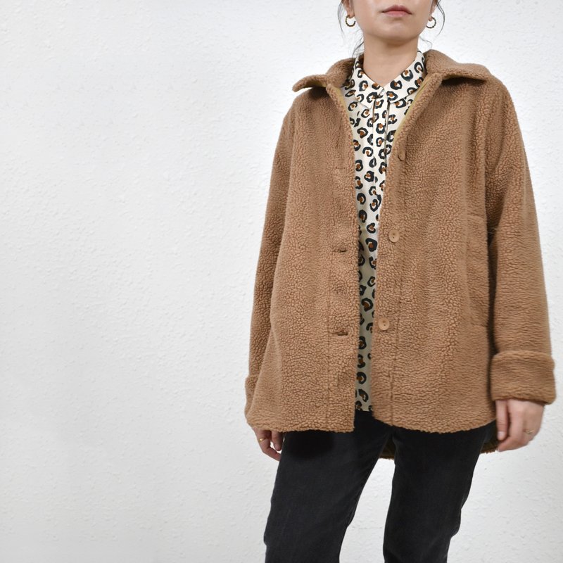 BOBBIE SHEARLING JACKET- COPPER - เสื้อแจ็คเก็ต - วัสดุอื่นๆ สีนำ้ตาล