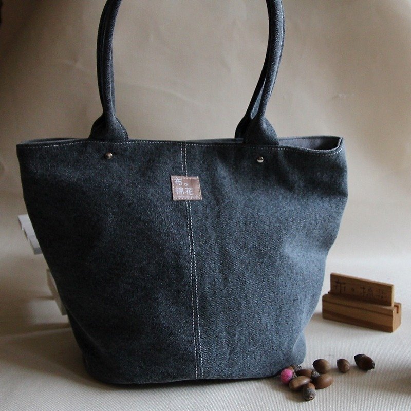 Canvas Shoulder bag,  large capacity bag,  Canvas tote bag, dark gray - Handbags & Totes - Cotton & Hemp Gray
