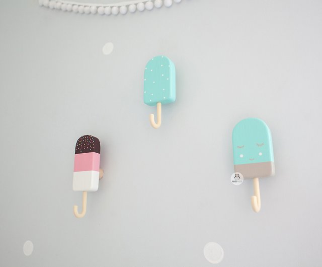 Ice cream wall hooks for nursery for clothes and towels, coat rack, Wall  Decor - Shop Pinguwood Kids' Furniture - Pinkoi