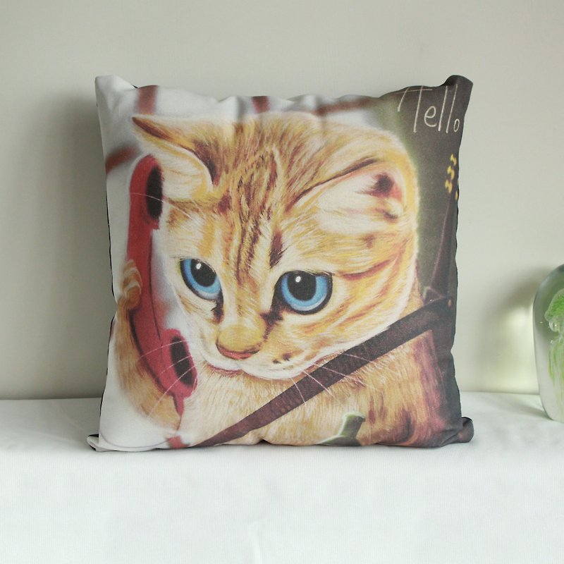 Cat Square Pillow - Pillows & Cushions - Cotton & Hemp Green