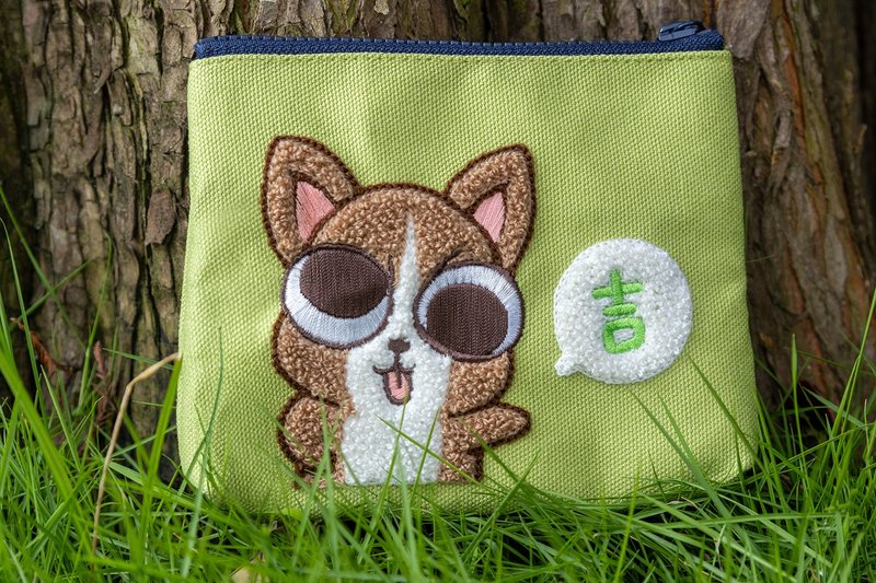 立體刺繡零錢包【吉娃娃】吉娃娃綠 可愛 萬用零錢包 - 皮夾/長短夾/錢包 - 繡線 綠色