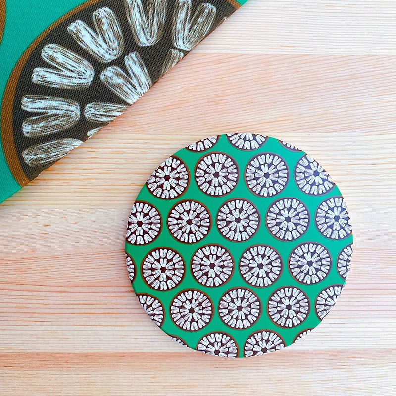 Top thread print ceramic coaster - ที่รองแก้ว - ดินเผา สีเขียว