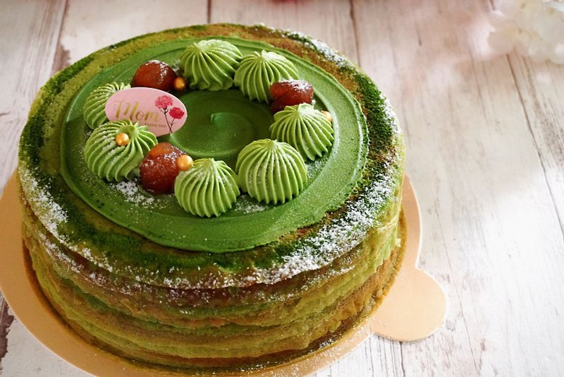 Thick Matcha Chestnut Thousand Crepe Cake (Vegetarian/Home Delivery Available) Mother’s Day Cake - เค้กและของหวาน - วัสดุอื่นๆ 