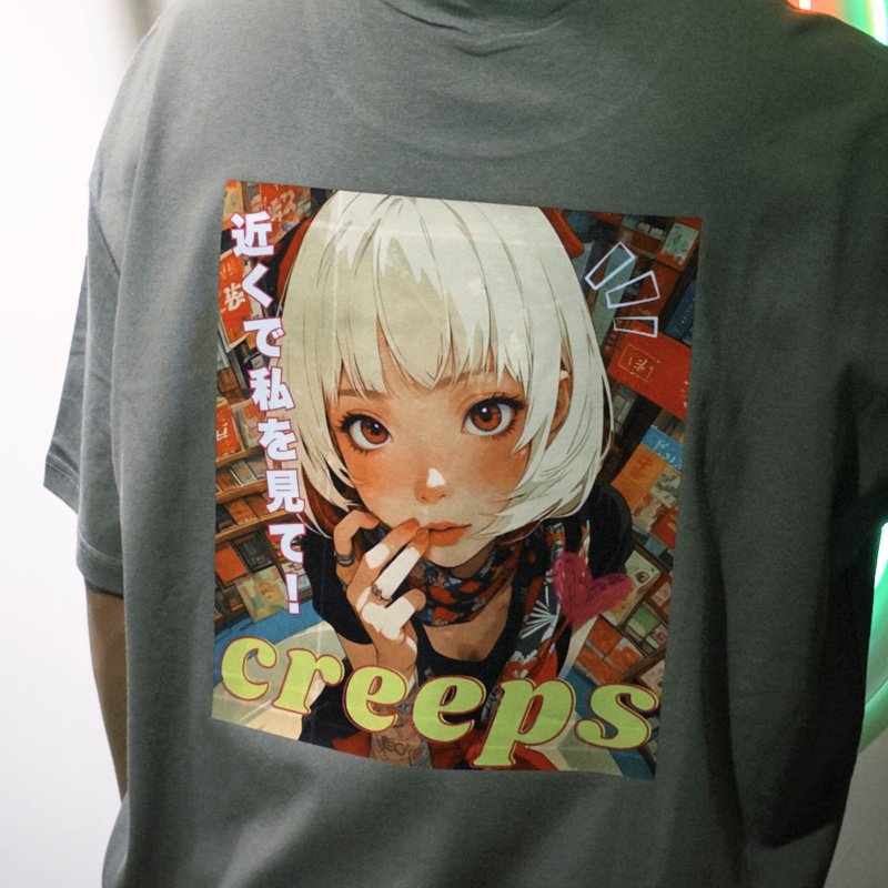 【CREEPS】Look at Me Closer 寬鬆重磅印花T恤 210g - 男 T 恤 - 棉．麻 多色