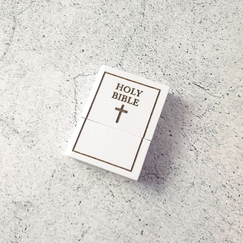 Custom USB flash drive - HOLY BIBLE│ Engraved USB - แฟรชไดรฟ์ - ไม้ ขาว